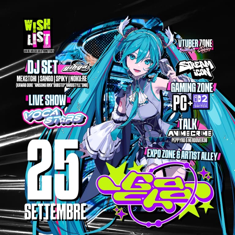 Locandina Gacha Night Japan Futurist Music Party al Wishlist Roma