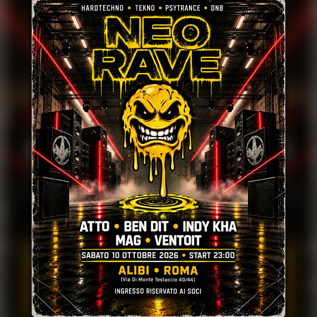 Locandina Neo Rave all’Alibi Club Roma 10 ottobre 2026