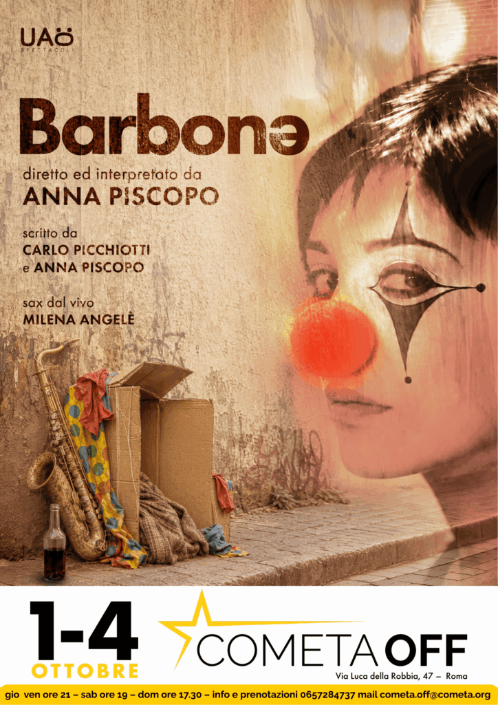 Locandina ufficiale di Barbona al Teatro Cometa Off di Roma dal 1 al 4 ottobre 2026