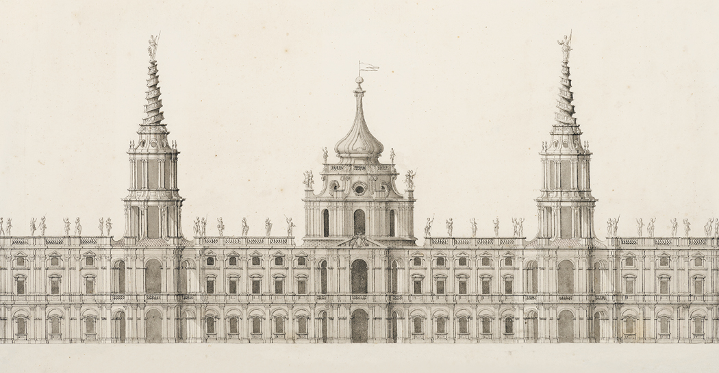 Disegno architettonico ufficiale della mostra Il barocco italiano a Dresda al Museo Napoleonico