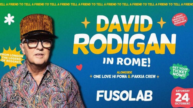 Locandina David Rodigan in Rome al Fusolab il 24 ottobre 2026